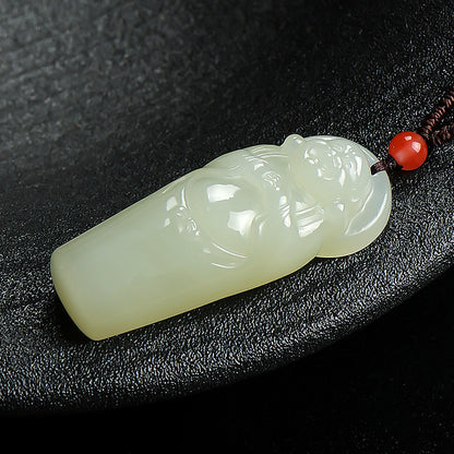 Women's Hetian Jade Standing Buddha Pendant, Maitreya Buddha Charm, Gift for Mom & Girlfriend
