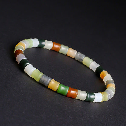 Unisex Fashion Hetian Jade Bracelet, Multi-color Bamboo Joint Beads