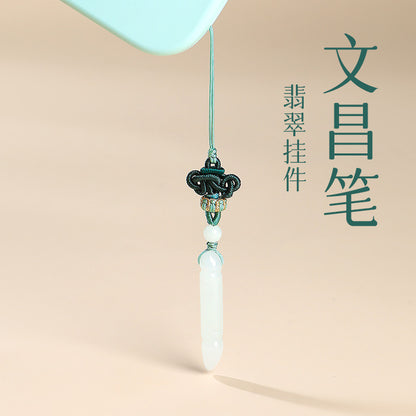 Top Exam Rank｜Grade A Myanmar Jadeite Wenchang Pen Pendant, Unisex Phone & Bag Charm