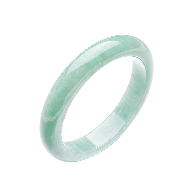 Fortune & Prosperity Series Waxy Ice Jade Jingle Bangle, Plain Design Skin-Brightening Bracelet, Elegant Accessory for Hanfu & Cheongsam, Gift Box Packed, With Certificate & Collectible Value