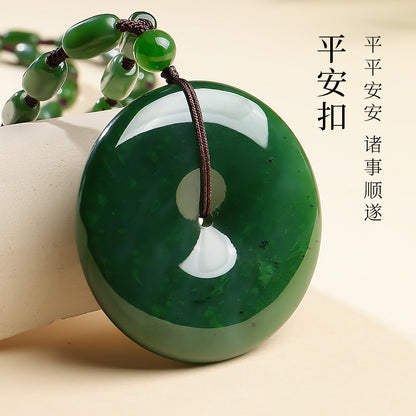 Peace & Smooth｜Spinach Green Hetian Jasper Safety Buckle Pendant Unisex Jade Charm