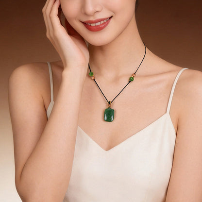 Peace & Smooth Life | Spinach Green Hetian Jasper Plain Pendant, No-Carve Peace Jade Charm