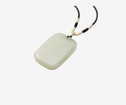 Hetian Jade Pendant for Men & Women, Green Jade Peace Plaque Necklace Charm, Collectible with Certificate, Birthday Gift for Girlfriend