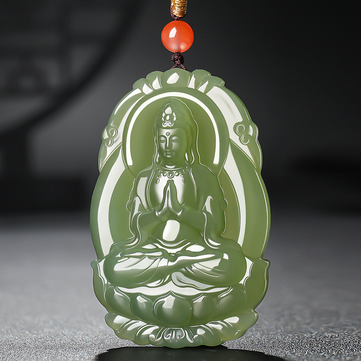 Double-sided Carved Hetian Jade Guanyin Pendant, Men's Jade Guanyin Ornament