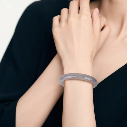 Women's Smoke Purple Hetian Jade Bangle, Peace Style Bracelet, Festival Gift, Multiple Sizes Available, With Certificate