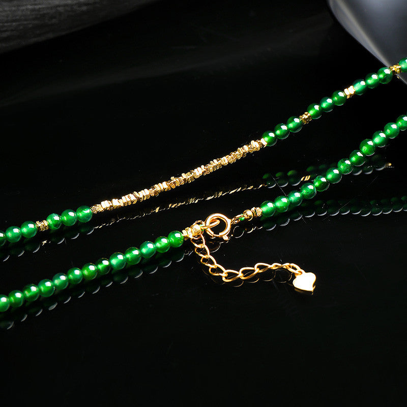 Women's Emerald Necklace, Vivid Green Mini Beads About 3mm, Jade Necklace, Festival Gift