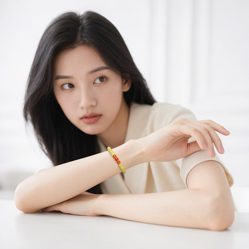 Collection Grade High-oil Yellow Tone Hetian Jade Bracelet, Exquisitely Polished Straight-cut Single-loop Bangle