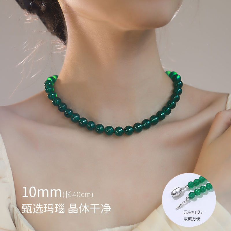 New Arrival New Chinese Style Green Agate & Chalcedony Beaded Necklace, Fashion Women Neck Jewelry