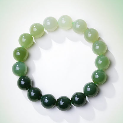 New Chinese Style Gradient Clear Water Hetian Jade Single Loop Bracelet, Holiday Gift for Elders