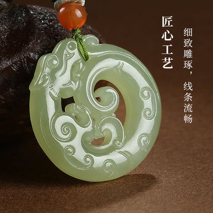 Chinese Zodiac Dragon Hetian Jade Pendant, Matching Couple Charm for Men & Women with Certificate