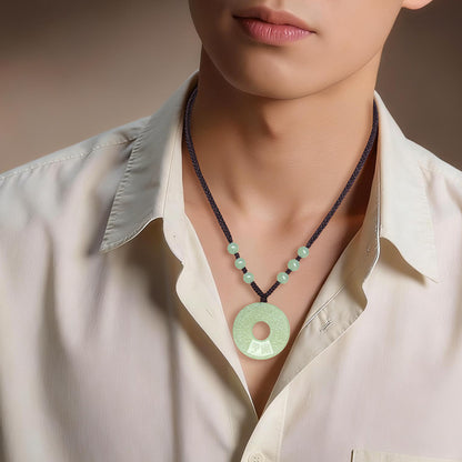 Hammer Grain Hetian Jade Safety Buckle Pendant, Unisex Jade Charm With Certificate