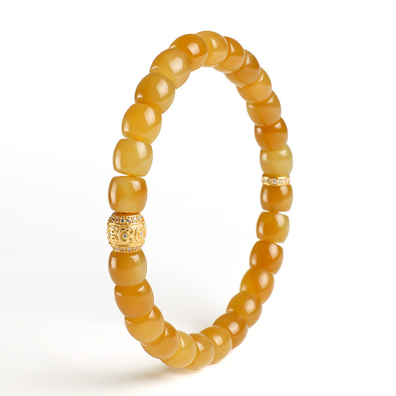 Women's Hetian Jade Bracelet, Sugar Material Barrel Bead Ruyi Rolling Bead Bracelet