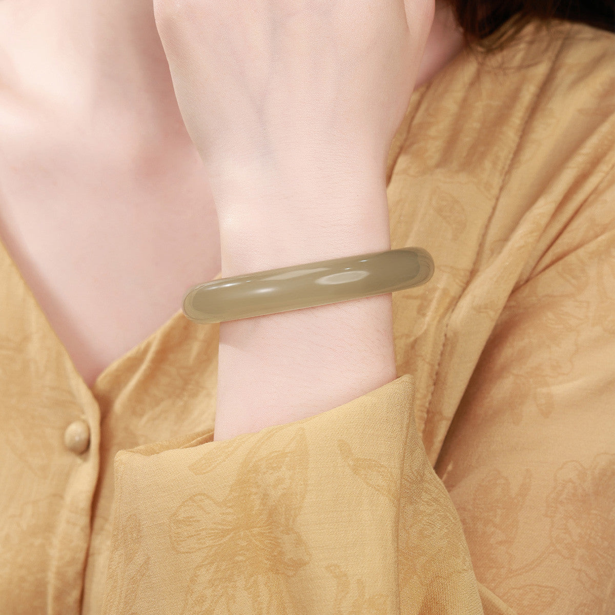 Natural High Transparent Tea Color Aventurine Bangle, Vintage Versatile Quartz Jade Bracelet