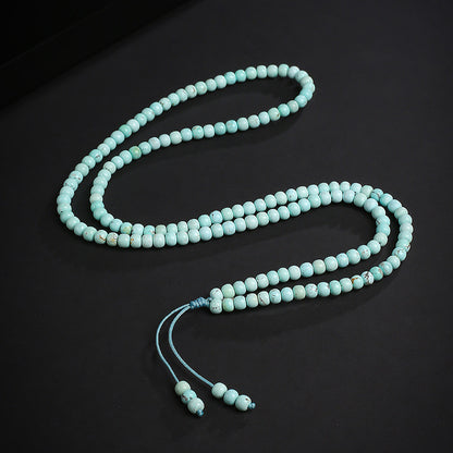 Unisex Turquoise Bracelet, Natural Raw High-Porcelain Old-Style Beads, New Chinese Style Multi-Layer Wenwan Bangle, Festival Gift