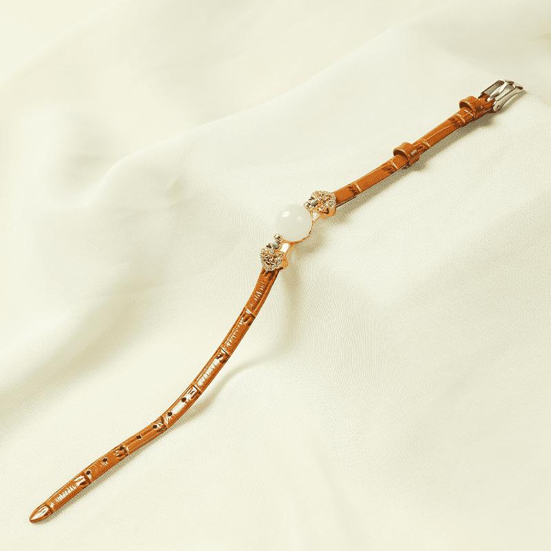 Rotatable Barrel Bead Jade Bracelet, Hetian Jade & Jadeite Wristband with Pixiu, Gift