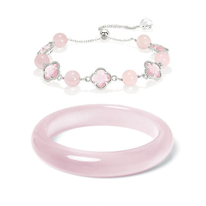 White Moonlight Series Translucent Warm Crystal Bangle & Bracelet, Natural Multi-Color Gem Jewelry with Certificate, Collectible Auspicious Lucky Ornament
