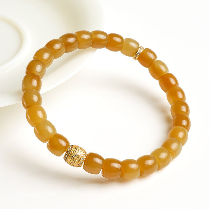 Women's Hetian Jade Bracelet, Sugar Material Barrel Bead Ruyi Rolling Bead Bracelet