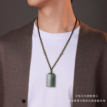 Handmade DIY Hetian Jade Necklace with Braided Cords, Multiple Styles Available, With Certificate