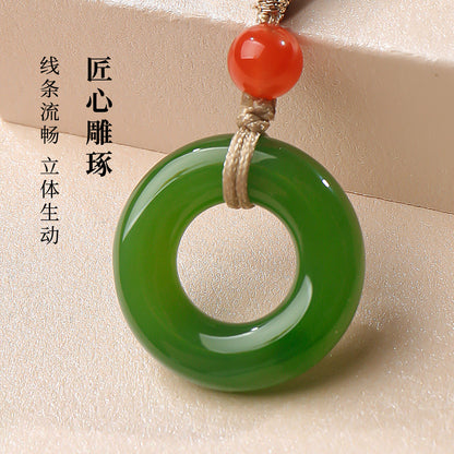 Hetian Jade Safety Buckle Pendant, Couple Style Jade Charm, Holiday Gift