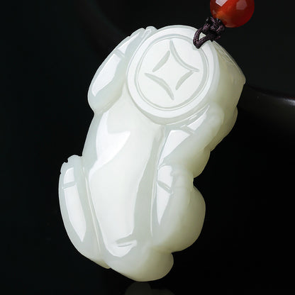 Couple Style Hetian Jade Pixiu Pendant, Auspicious Mythical Beast Charm