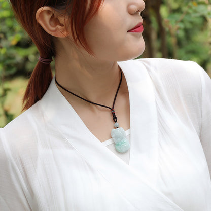 Wealth Fortune Burmese Jadeite Pixiu Pendant, Green Floating Auspicious Beast, Unisex Holiday Gift