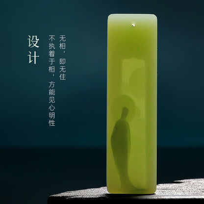 [Zen Series - Mind Contemplation] Hetian Jade Pendant, Unisex Jasper & Pink Cyan Enlightenment Jade Charm