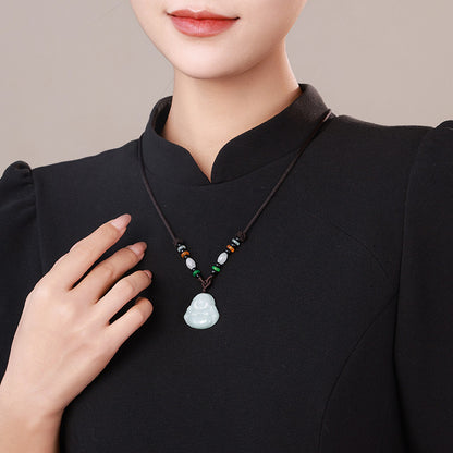 Unisex Jadeite Guanyin & Buddha Pendant
