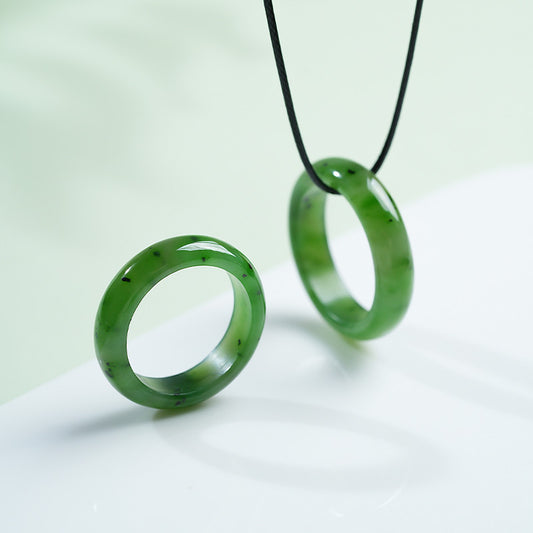 Dual-use Hetian Jasper Ring & Pendant, Stylish 2-in-1 Jade Jewelry