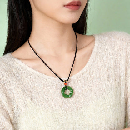 Unisex Hetian Jasper Mobius Ring Rotatable Peace Buckle Pendant, Festival Gift