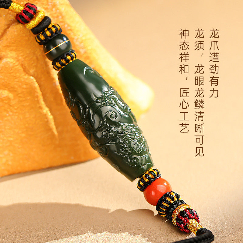 Tang Dynasty Eight Auspicious Series, Hetian Jade Heavenly Pivot Pendant, Coiling Dragon Jade Ornament