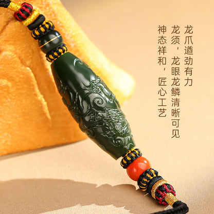 Tang Dynasty Eight Auspicious Series, Hetian Jade Heavenly Pivot Pendant, Coiling Dragon Jade Ornament
