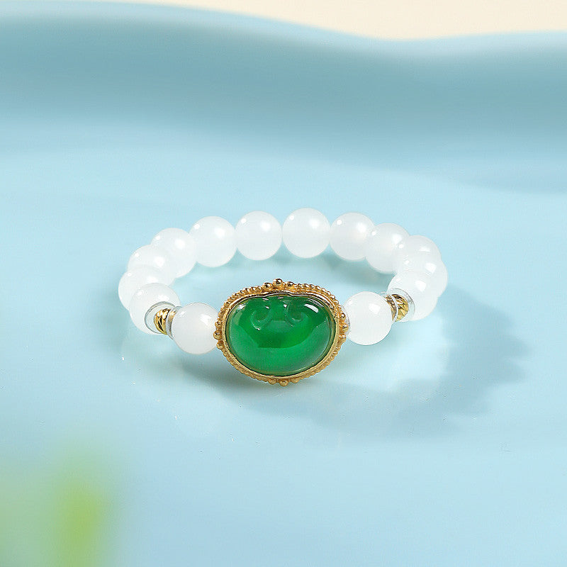 DIY Multi-gem Ring, Small Seed Beads with Jasper, White Jade, Jadeite, Turquoise, Agate, Cinnabar Fashion Adjustable Ring Jewelry
