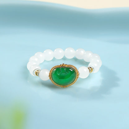 DIY Multi-gem Ring, Small Seed Beads with Jasper, White Jade, Jadeite, Turquoise, Agate, Cinnabar Fashion Adjustable Ring Jewelry