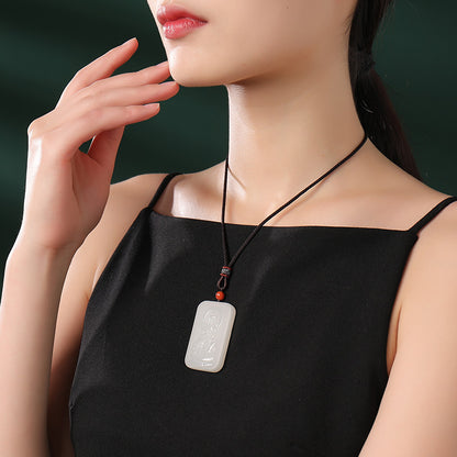 White Hetian Jade Patron Buddha Pendant, Eight Guardian Buddhas for Chinese Zodiac, Jade Plaque Ornament