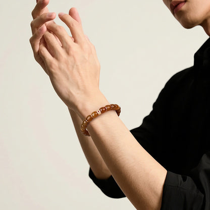 Women's Hetian Jade Bracelet, Glossy Sugar Material Barrel Beads Single-Circle Bangle, Festival Gift