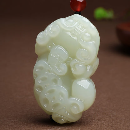 Hetian Jade Auspicious Pixiu Pendant, Unisex Mythical Beast Jade Charm, With Certificate & Collectible Value