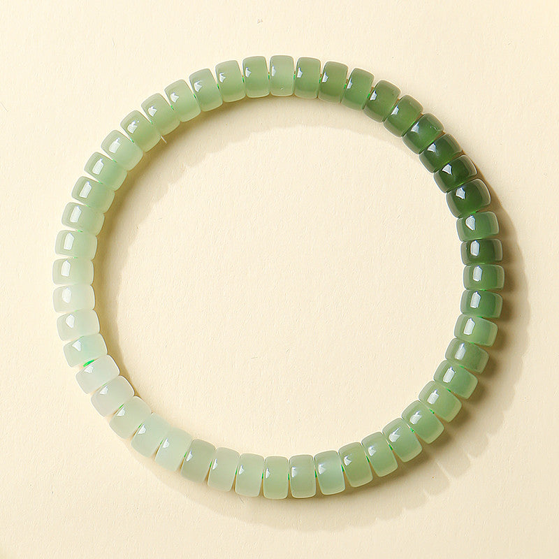 Gradient Straight-Cut Tablet Bead Bracelet, Pale Cyan Hetian Jade Fashion Bracelet for Women, Festival Gift