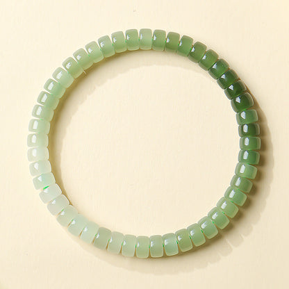 Gradient Straight-Cut Tablet Bead Bracelet, Pale Cyan Hetian Jade Fashion Bracelet for Women, Festival Gift