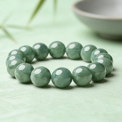 Natural Jadeite Beaded Bracelet, New Chinese Style Fashionable Versatile Jade Bead Bangle