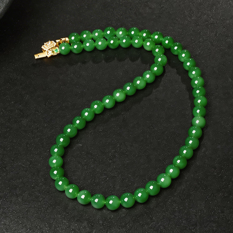 Luxury Collection Grade Hetian Jasper Necklace, No Black Spots, High-oil Apple Green & Bright Green Clavicle Chain
