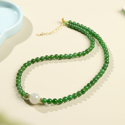 Elegant Hetian Jasper Beaded Necklace, Jasper Mom Chain Clavicle Neck Chain