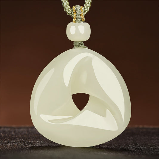 Hetian Jade Fortune Cycle Pendant, Elegant Natural Jade Pendant