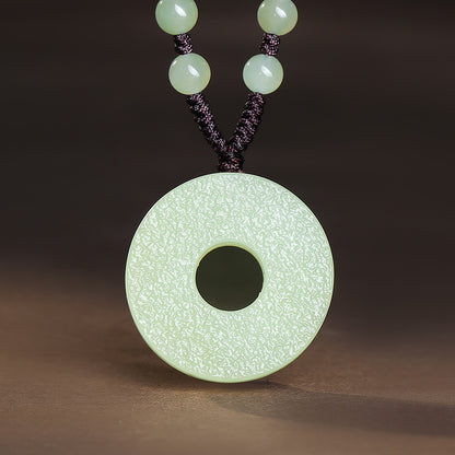 Hammer Grain Hetian Jade Safety Buckle Pendant, Unisex Jade Charm With Certificate