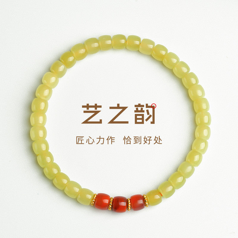 Collection Grade High-oil Yellow Tone Hetian Jade Bracelet, Exquisitely Polished Straight-cut Single-loop Bangle