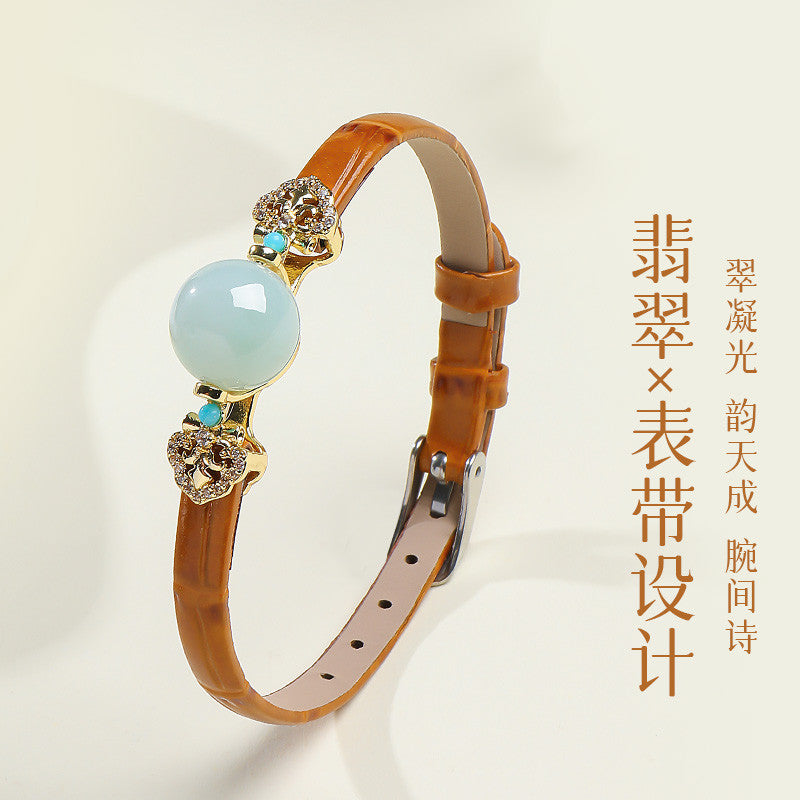 Rotatable Barrel Bead Jade Bracelet, Hetian Jade & Jadeite Wristband with Pixiu, Gift
