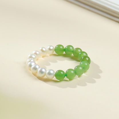 DIY Multi-gem Ring, Small Seed Beads with Jasper, White Jade, Jadeite, Turquoise, Agate, Cinnabar Fashion Adjustable Ring Jewelry