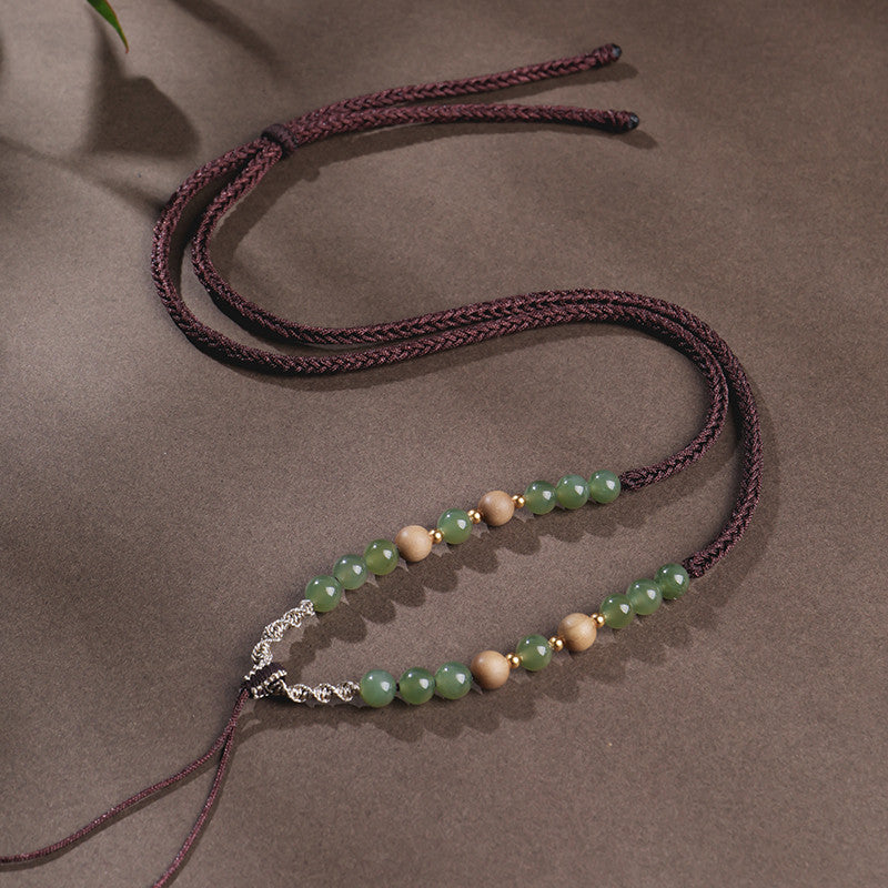 Handmade DIY Hetian Jade Necklace with Braided Cords, Multiple Styles Available, With Certificate