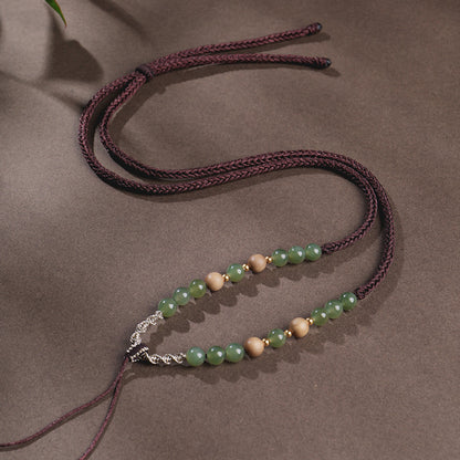 Handmade DIY Hetian Jade Necklace with Braided Cords, Multiple Styles Available, With Certificate