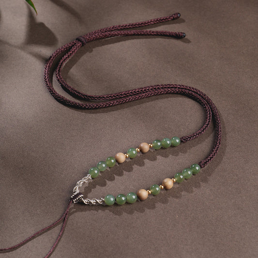 Handmade DIY Hetian Jade Necklace with Braided Cords, Multiple Styles Available, With Certificate