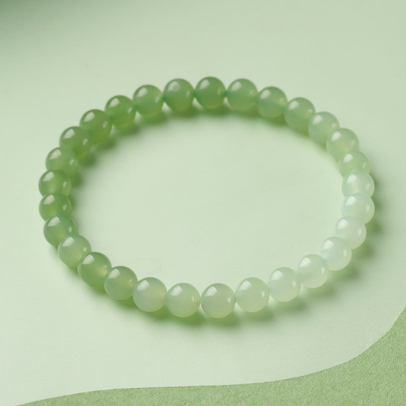 New Chinese Style Gradient Clear Water Hetian Jade Single Loop Bracelet, Holiday Gift for Elders